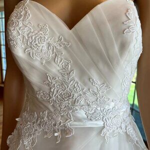 * Allure Ivory Beaded Tulle Strapless Bridal Ball Gown Wedding Dress Size 12